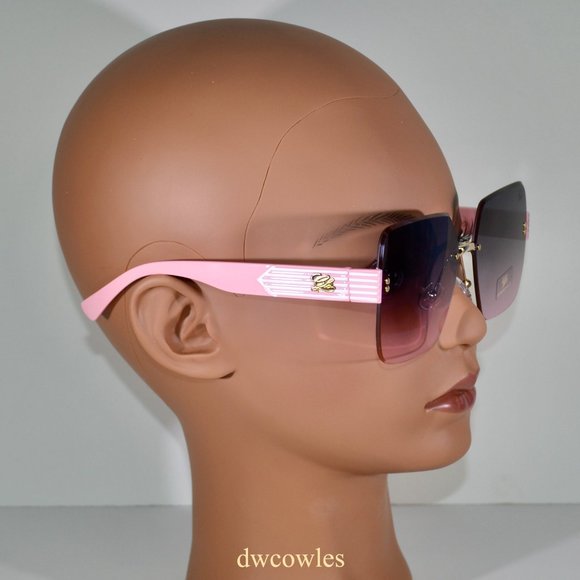 Women's GLO Rimless Diamond Edge Cut Lens Fashion Sunglasses - Picture 2 of 2